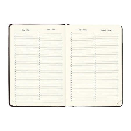 The diary is low, a solid cover of leatherette with foam rubber, thermo embossing, perforation, lies, cream block 70 g/m2, brown-8
