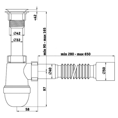 Siphon for sipi "Ani Plast" Varangian C5010, 1 1/2 "x40 mm, with a corrugated pipe 40 x 50 mm-5