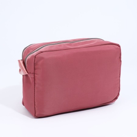 Cross-Bodi Bag with zipper, external pocket, pink color-2