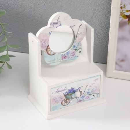 Casket wood 1 box with a mirror "Lavender trolley" 11x7.5x14.8 cm