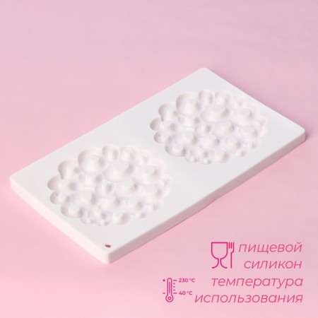 Form for mousse desserts and baking double shares "Coral", silicone, 30 × 17.5 cm, white color-1
