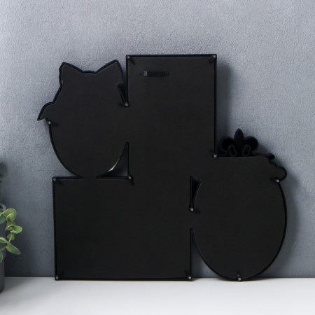 Photo frame Plastic in 4 photos 9x13, 10x15, 13x18 cm "Balt and monogram" black 35.5x38 cm-2