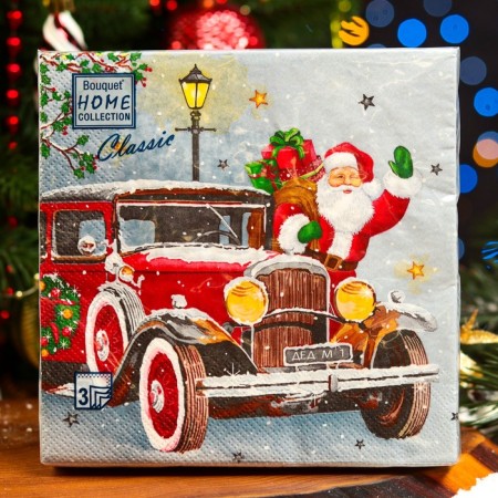 New Year's napkins Paper Home Collection "Santa Claus arrived", 3 layers, 33x33 cm, 20 pcs-3