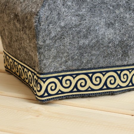 Bath cap "Sunny", gray with a blue finishing tape-2