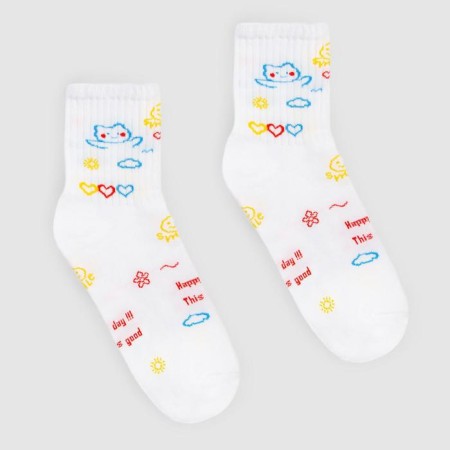 Women's socks minku "Happy Day", white color, size 36-37 (23 cm)