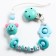 Holder for the nipple - dummy "Bear", wooden, turquoise color