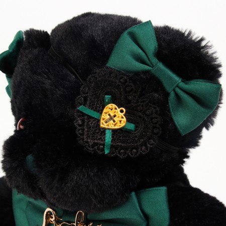 Soft toy "Bear" with a green bow, 31 cm-8