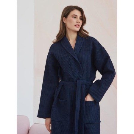 Unisex bathrobe Pamira, size m, blue color-4