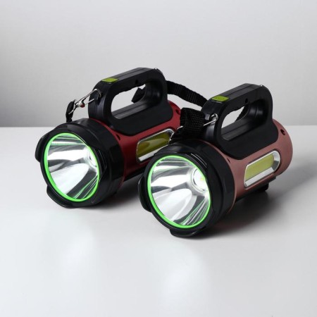Manual battery flashlight, 10 W+5W, 1200 mAh, solar battery, 7 modes, red-6