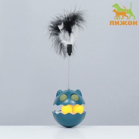 Nevali toy with cat mint and feather, 9.5 cm, blue