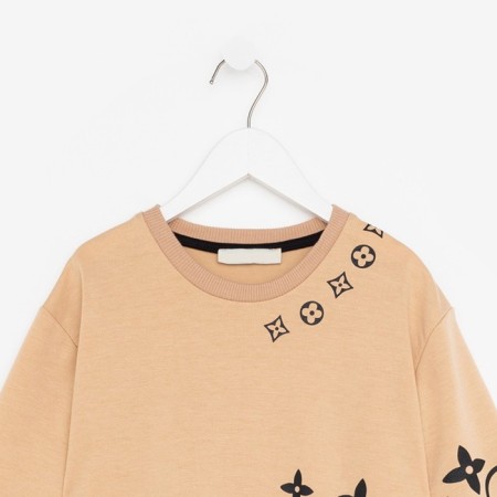 Kit for children (sweatshirt, trousers), beige/black mix, height 152 cm-7