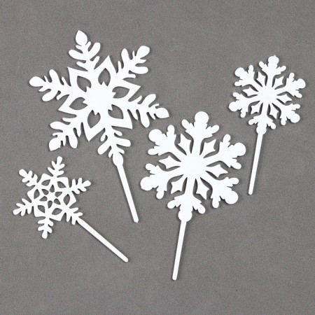 Set for decorating the cake "Snowflakes", 4 pcs., White color