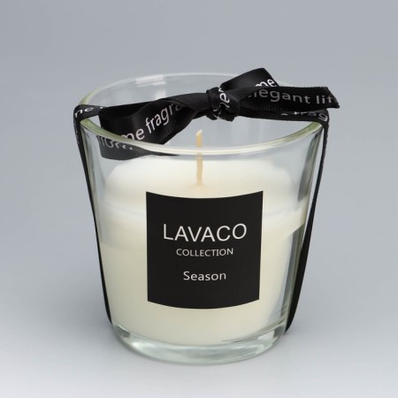 Aromatic candle in a glass "Lavaco", jasmine, white, 7.5x7.5 cm-1