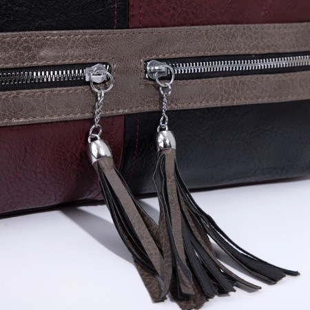Bag-tout on zipper, dark red color-3