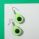Avocado plastic earrings, hanging, brown-salad color