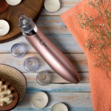 Vacuum massage for cleaning the face Luazon LMZ-050, 4 nozzles, batteries, pink