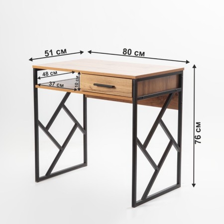 Written table Frame New, 800 × 510 × 760 mm, with a box and shelf, oak vanan / ferrous metal-4