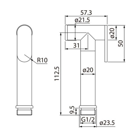 Lake for bidet IDDIS 020BBLGI20, 113 x 24, rounded, brass, black-6
