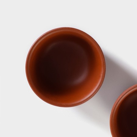 A set for the tea ceremony ceramic "Dragon", 5 items: 4 bowls 25 ml, kettle 200 ml, brown color-2