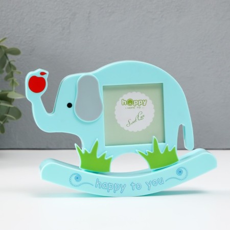 Photo frame plastic 6x6 cm "Elephant with an apple" Blue 18x3.9x16.3 cm