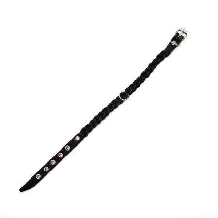 Collar leather wicker, 1.2 x 36 cm, Osh 20-30 cm, black-3