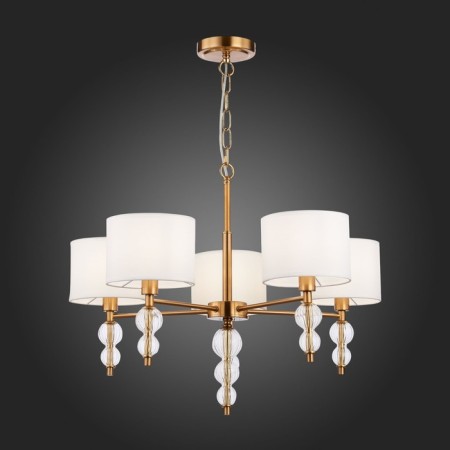 Suspended EVOLUCE lamp. Sle105713-05. Ramer. 5x40 watts, E14, 65x65x45 cm, brass color, transparent-2