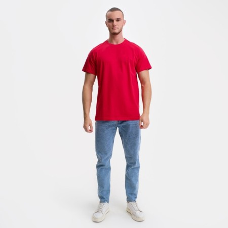 T -shirt male, red color, print mix, size 4xl-2