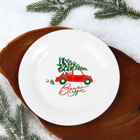 New Year! New Year's ceramic “Miracles” plate, 20 cm, white color-3