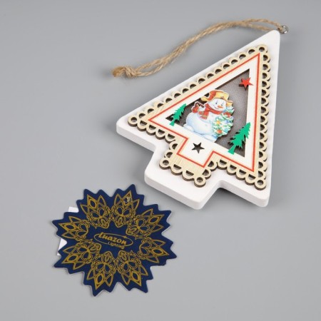 Christmas tree toy "Snowman", from batteries, glow warm white-2