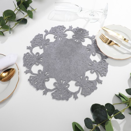 Napkin New Year's decorative shade "Bells", gray color, D 30 cm, felt-1