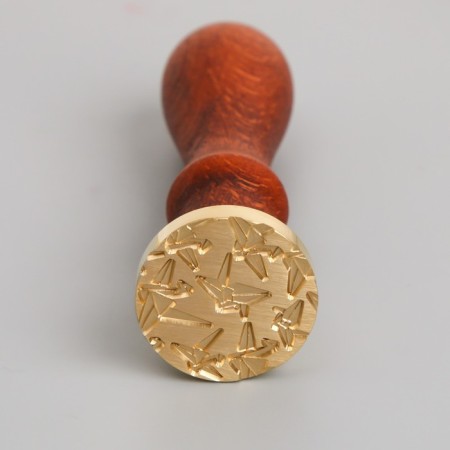 Printing for wax with a wooden handle "Paper swans" 9x2.5x2.5 cm-1