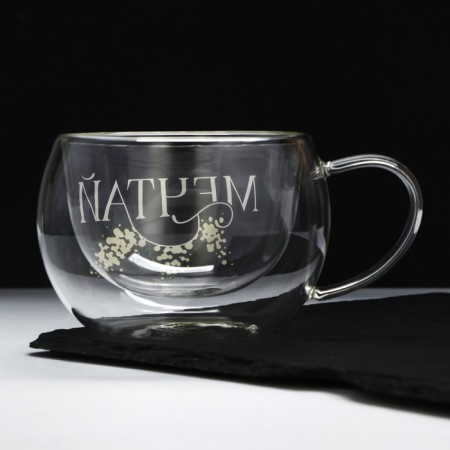 Glass mug with double walls “Dream. Tender mimosa ", 270 ml-1