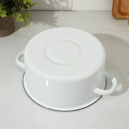 Cylindrical pan, 2 l, enameled cover, induction, white color-3