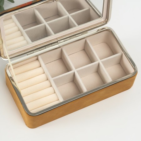 Casket to the leatherette for jewelry "Palm leaves" plug 10x18x6 cm-2