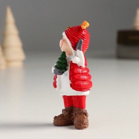 Polystone souvenir "Baby in red glassy vest and hat with horns" MIX 4x4x9.5 cm-4