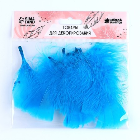 A set of feathers for decor 10 pcs., Size 1 pc: 10 × 4 cm, blue color-1