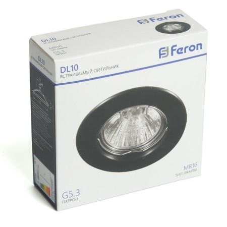 Introductive Lamp Feron DL10, IP20, G5.3, 50 W, 80x80x25 mm, black matte color-3