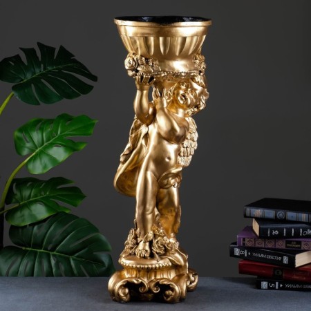 Figure pot "Angel with roses", bronze, 1.8 l/ 24x24x70cm