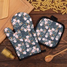 Kitchen set 2 seizures of the “flowers” ​​shares, a bag 17x17 cm, mittens 24x18 cm, 100% p/e