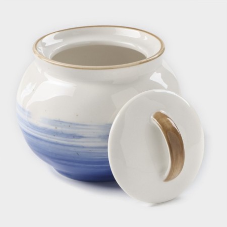 Porcelain sugar tower with a lid of the Cosmos, 400 ml, blue color-1
