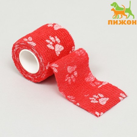 The self -fixed bandage "paws", 5 cm, max. Extensibility 4.5 m, red