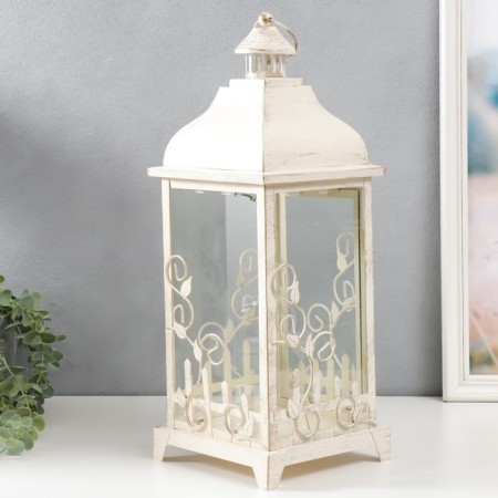 Summary Metal, glass "Lantern-Blooming Garden" Nr 2 pcs D-9, 14 cm white 18x18x48 cm-4