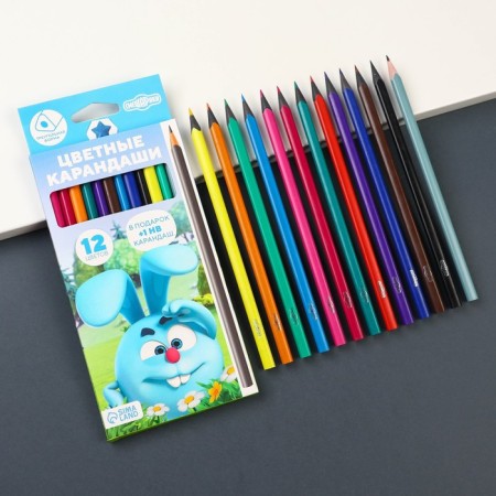 Colored pencils, 12 colors, trihedral, Smeshariki-1