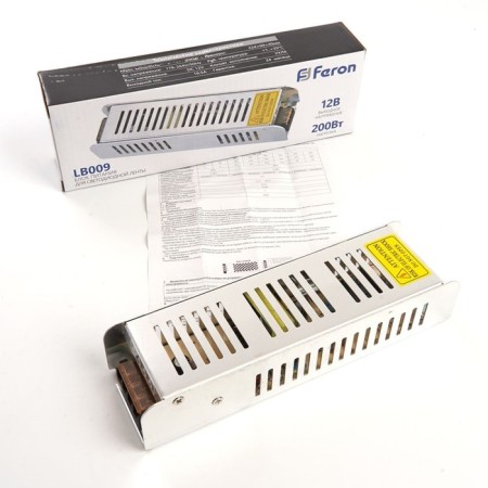 Electronic transformer for 12 W LED tape, Feron, LB009, 16.5A, 200 W-4