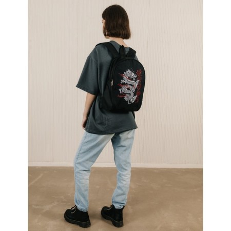 Backpack School Textile "Dragon", 38x14x27 cm, black color-7