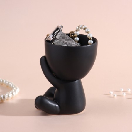 Interior subject "Mr. Green" A lover of silence 9.8*6.7*8 Black ceramics-3