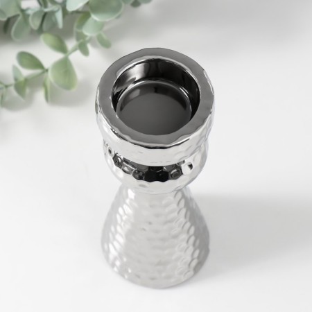 Ceramics candlestick per 1 candle "Terra" d = 3.5 cm silver 6x6x14.7 cm-2