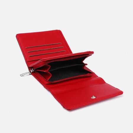Women's wallet on the button, red color-4
