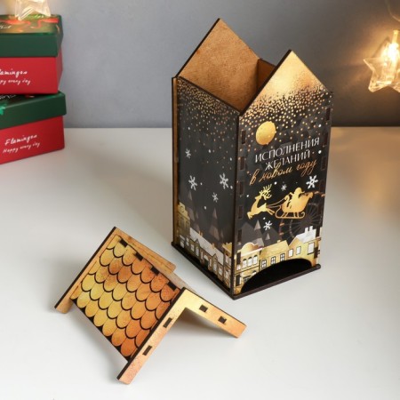 New Year's tea house "House. Black Gold" 20x10.5x9.5 cm-2