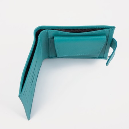 Women's wallet on the button, turquoise color-3